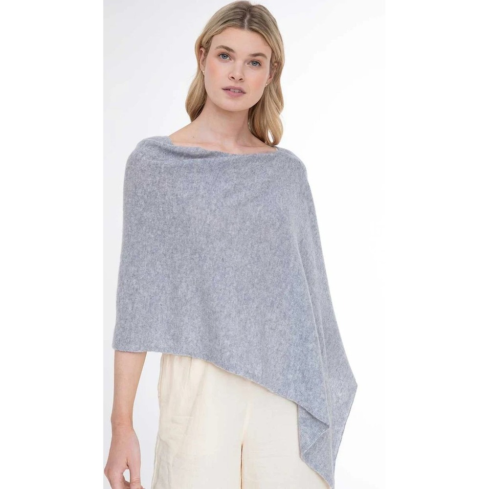 Alashan Womens 100% Cashmere Wrap Scarf Heather Blue Split Back Shawl One Size